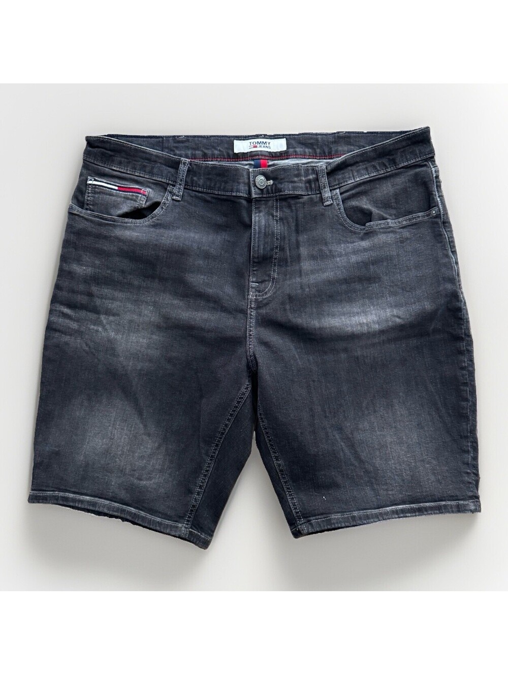 (RF) Tommy Jeans Ronnie Slim Fit Denim Shorts Men's Size 40 Faded Black Flag
